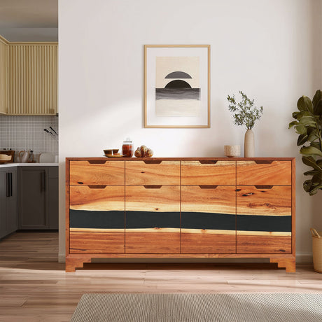 Elite Walnut Sideboard with Black Epoxy River Design ECD - 03 - Elitecustomtable