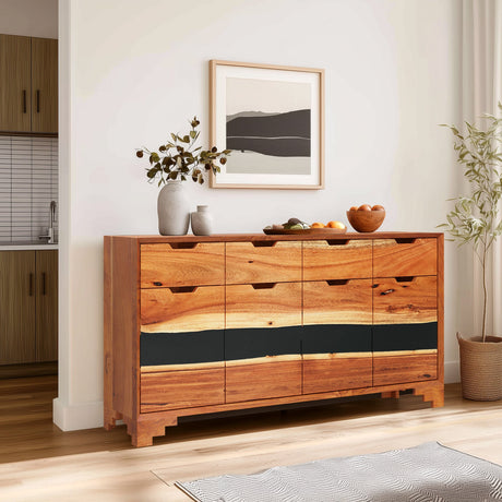 Elite Walnut Sideboard with Black Epoxy River Design ECD - 03 - Elitecustomtable