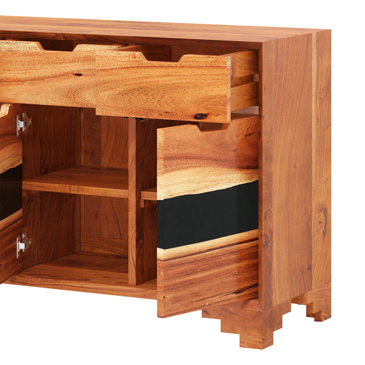 Elite Walnut Sideboard with Black Epoxy River Design ECD - 03 - Elitecustomtable