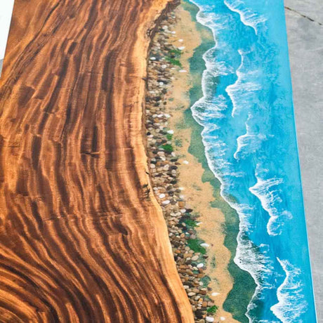 Elite Walnut Straight Edge Blue Ocean Epoxy Rectangular Dinner Table ECT - 251 - Elitecustomtable