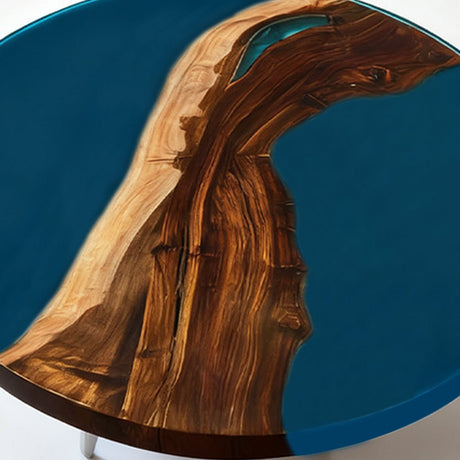 Elite Walnut Vibrant Blue Epoxy Round Dinner Table ECT - 258 - Elitecustomtable