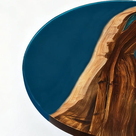 Elite Walnut Vibrant Blue Epoxy Round Dinner Table ECT - 258 - Elitecustomtable