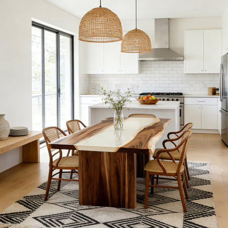 Elite Walnut White Rectangular Epoxy Resin Dining Table – Handmade River Table ECT - 277 - Elitecustomtable