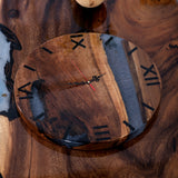 Elite Walnut Wood Gray Epoxy Resin Wall Clock EWC - 02 - 16'' - Elitecustomtable