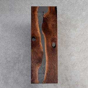 Elite Walnut Wood & Gray - Transparent Epoxy River Dining Table ECT - 46 - Elitecustomtable