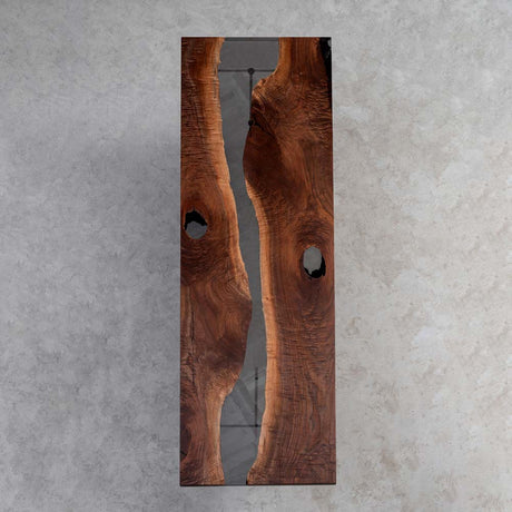 Elite Walnut Wood & Gray - Transparent Epoxy River Dining Table ECT - 46 - Elitecustomtable