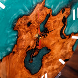 Elite Walnut Wood & Green Epoxy Resin Decorative Wall Clock EWC - 16 - 16'' - Elitecustomtable