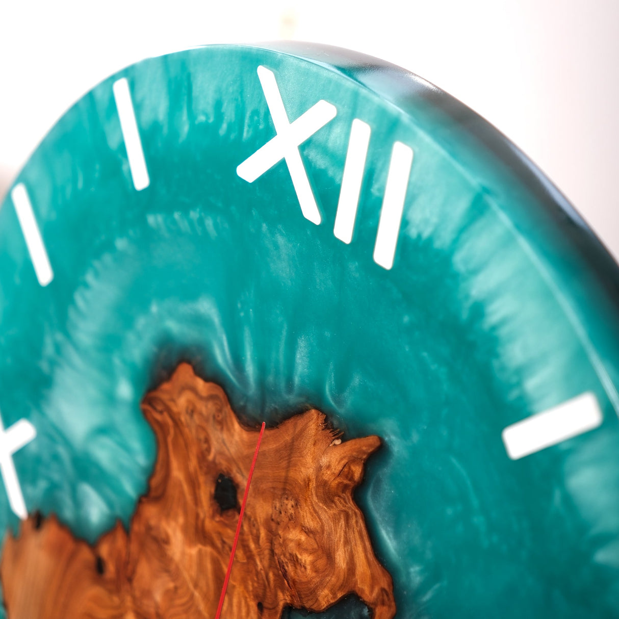 Elite Walnut Wood & Green Epoxy Resin Decorative Wall Clock EWC - 16 - 16'' - Elitecustomtable