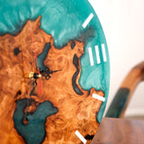 Elite Walnut Wood & Green Epoxy Resin Decorative Wall Clock EWC - 16 - 16'' - Elitecustomtable