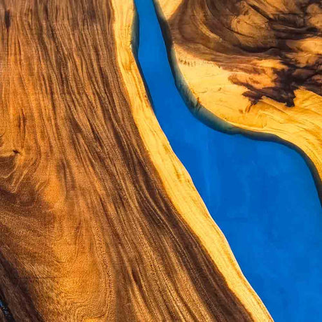 Elite Walnut Wood Oval Dining Table with Blue Resin River Inlay ECT - 219 - Elitecustomtable