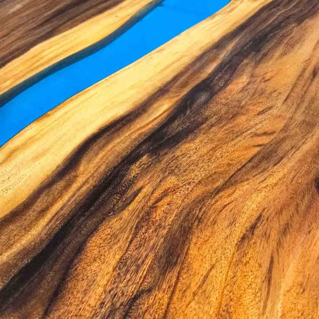 Elite Walnut Wood Oval Dining Table with Blue Resin River Inlay ECT - 219 - Elitecustomtable