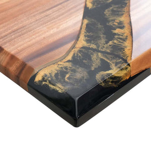 Elite Walnut Wood with Black Epoxy and Yellow Gold Dining and Conference Table ECT - 168 - Elitecustomtable