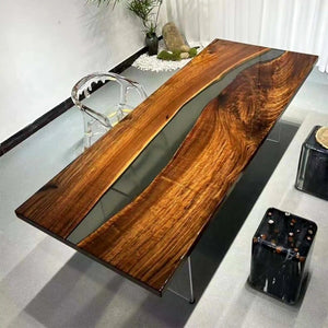 Elite Walnut Wood with Black Epoxy Resin Conference Table ECT-22 - Elitecustomtable
