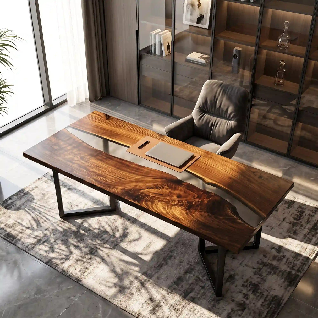 Elite Walnut Wood with Black Epoxy Resin Conference Table ECT-22 - Elitecustomtable