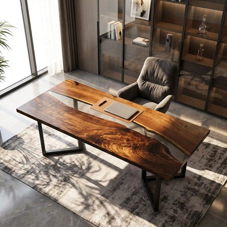 Elite Walnut Wood with Black Epoxy Resin Conference Table ECT-22 - Elitecustomtable