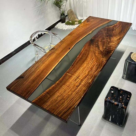Elite Walnut Wood with Black Epoxy Resin Conference Table ECT - 22 - Elitecustomtable