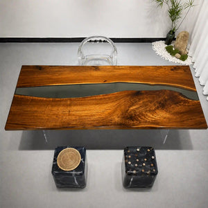 Elite Walnut Wood with Black Epoxy Resin Conference Table ECT-22 - Elitecustomtable