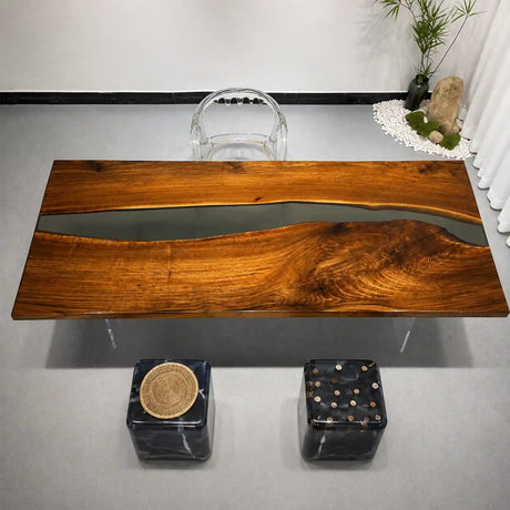 Elite Walnut Wood with Black Epoxy Resin Conference Table ECT-22 - Elitecustomtable