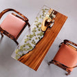 Elite Walnut Wood with Transparent Resin and Embedded Leaves Dining Table ECT - 175 - Elitecustomtable