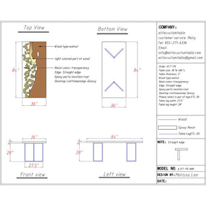 Elite Walnut Wood with Transparent Resin and Embedded Leaves Dining Table ECT - 175 - Elitecustomtable