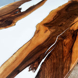 Elite Walnut Wood with White Epoxy Resin Oval Coffee & Dining Table ECT - 182 - Elitecustomtable