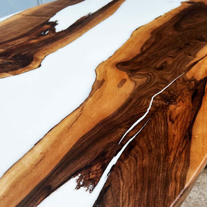Elite Walnut Wood with White Epoxy Resin Oval Coffee & Dining Table ECT - 182 - Elitecustomtable