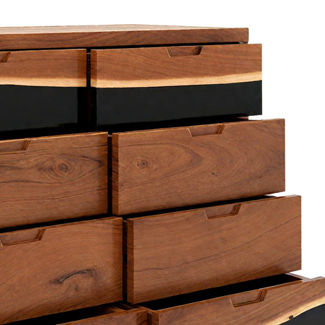 Epoxy dresser made of natural walnut wood and resin