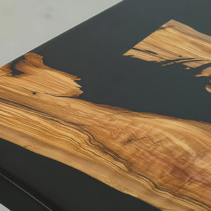 Elite Custom Walnut Wood Conference Table with Glossy Black Epoxy Resin ECT-74