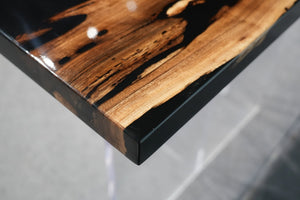 In-Stock Black Walnut Black Epoxy Resin Table 20" × 48" - Elitecustomtable