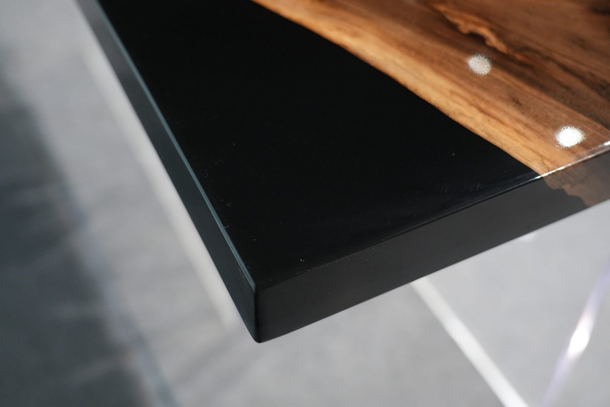 In-Stock Black Walnut Black Epoxy Resin Table 20" × 48" - Elitecustomtable