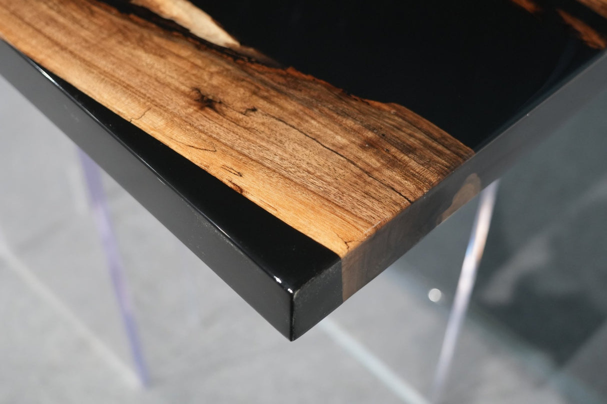 In-Stock Black Walnut Black Epoxy Resin Table 20" × 48" - Elitecustomtable