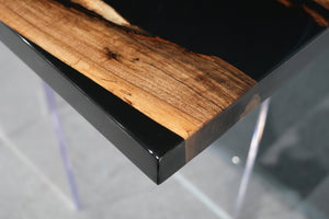 In-Stock Black Walnut Black Epoxy Resin Table 20" × 48" - Elitecustomtable