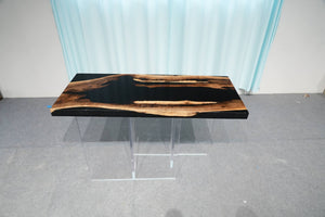 In-Stock Black Walnut Black Epoxy Resin Table 20" × 48" - Elitecustomtable