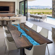 In-Stock Black Walnut Peacock Blue Epoxy Resin Table 40.2" × 60.2" - Elitecustomtable