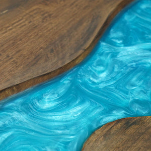 In-Stock Black Walnut Peacock Blue Epoxy Resin Table 40.2" × 60.2" - Elitecustomtable