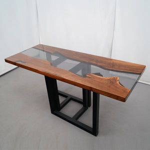 In-Stock Black Walnut Translucent Black Epoxy Resin Table 24" × 60.2" - Elitecustomtable