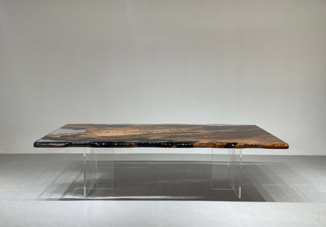 In-Stock Fir Wood Clear Epoxy Resin Dining Table 48" × 108" - Elitecustomtable
