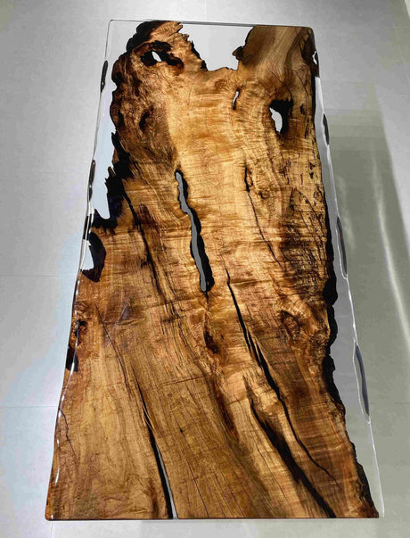 In-Stock Fir Wood Clear Epoxy Resin Dining Table 48" × 108" - Elitecustomtable