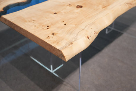 In Stock Poplar Blue Epoxy Resin Dining Table – 72" × 36" - Elitecustomtable