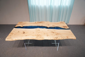 In Stock Poplar Blue Epoxy Resin Dining Table – 72" × 36" - Elitecustomtable