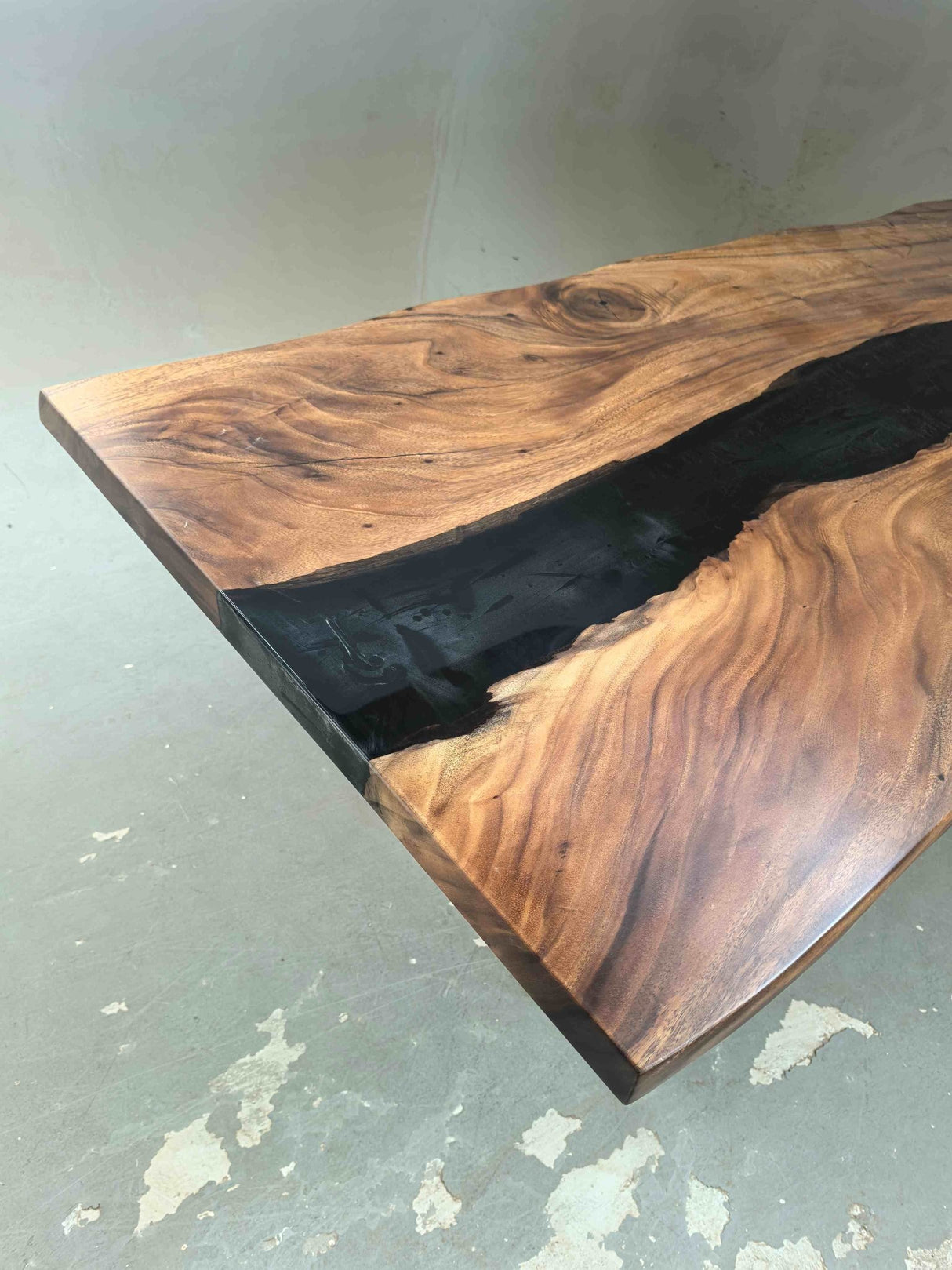 In-Stock Walnut Black Epoxy Resin Table 36.2" × 84.1" - Elitecustomtable