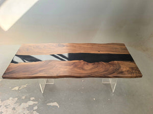In-Stock Walnut Black Epoxy Resin Table 36.2" × 84.1" - Elitecustomtable