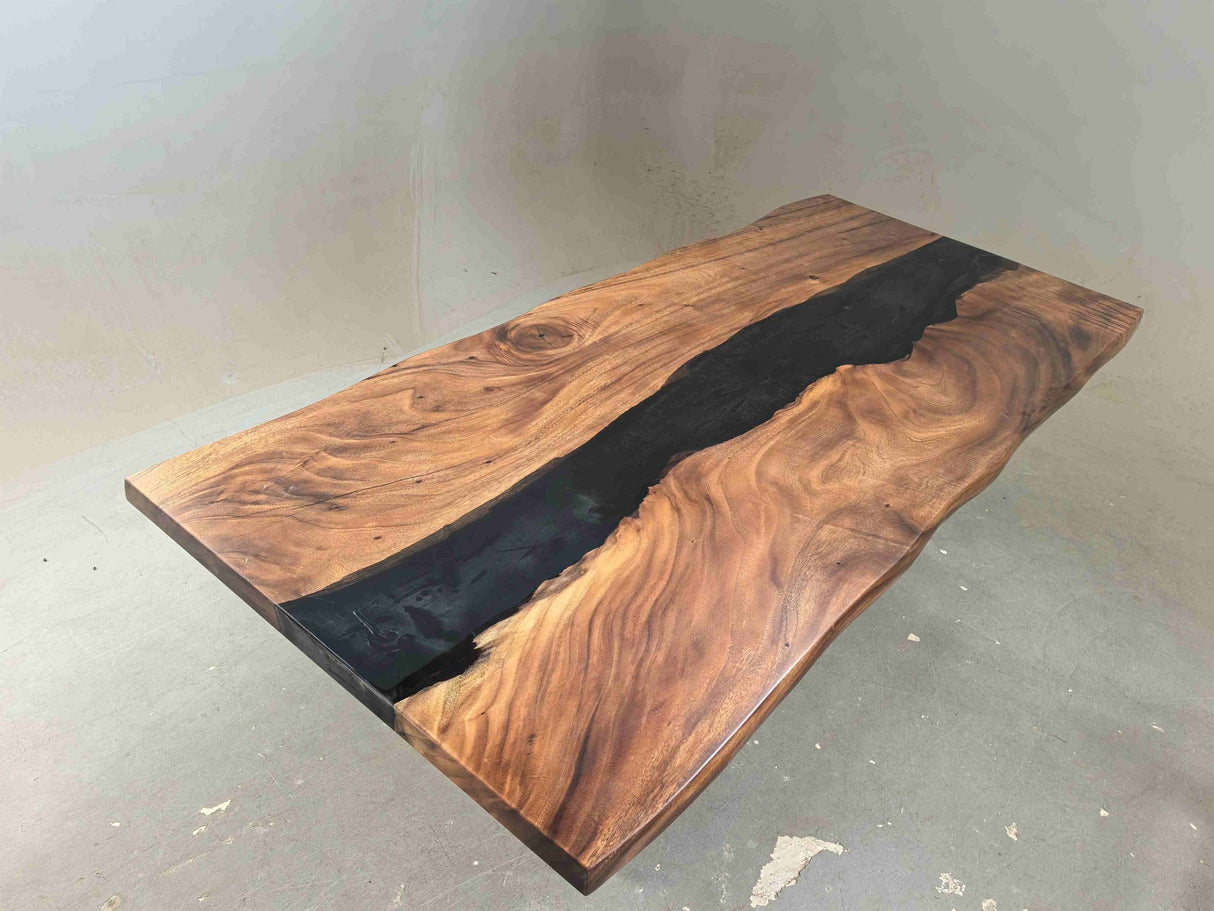 In-Stock Walnut Black Epoxy Resin Table 36.2" × 84.1" - Elitecustomtable