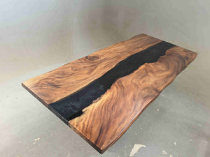 In-Stock Walnut Black Epoxy Resin Table 36.2" × 84.1" - Elitecustomtable