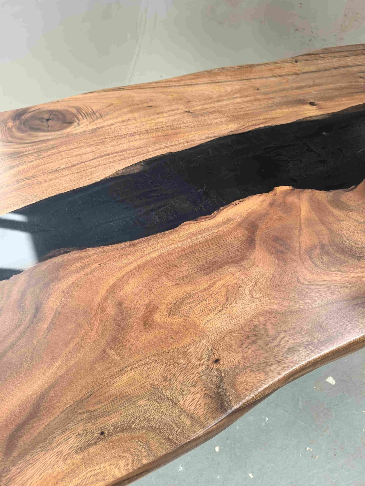 In-Stock Walnut Black Epoxy Resin Table 36.2" × 84.1" - Elitecustomtable