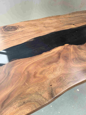 In-Stock Walnut Black Epoxy Resin Table 36.2" × 84.1" - Elitecustomtable