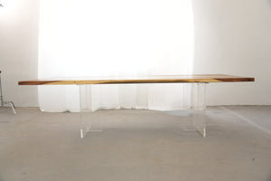In-Stock Walnut Charred Black Epoxy Resin Table 42.1" × 107.9" - Elitecustomtable