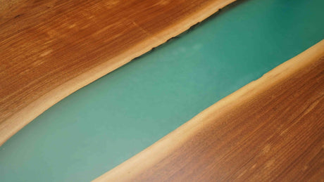 In-Stock Walnut Peacock Blue Epoxy Resin Table 42.1" × 96.1" - Elitecustomtable