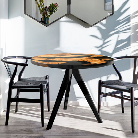 Elite Olive Wood & Black Epoxy Abstract Nature Coffee Round Table ECT-10