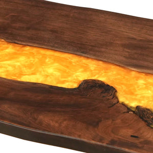 Elite Volcanic Stream Black Walnut Dining Table With Lighted Resin ECT-130